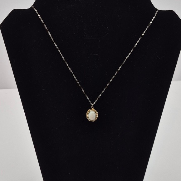 Vtg Wells Sterling Vermeil Triplet Opal Pendant Necklace October Birthstone‎ 50s - Picture 1 of 13